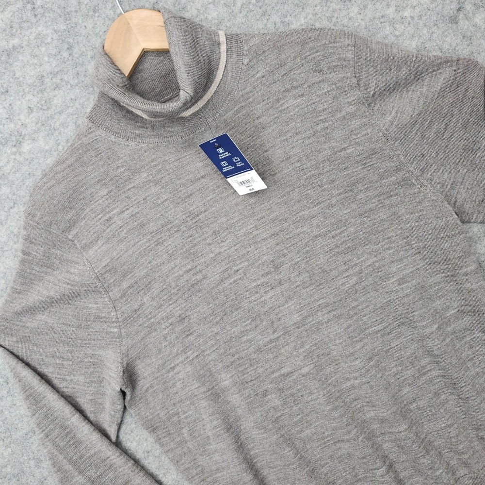 NEW Stafford Turtleneck Sweater Men's Taupe Small Merino Wool Machine Washable